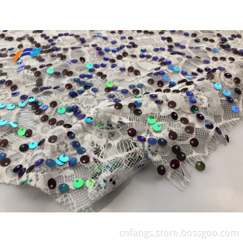 Ad Elastic French Embroidered Sequins Lace Dress Fabric